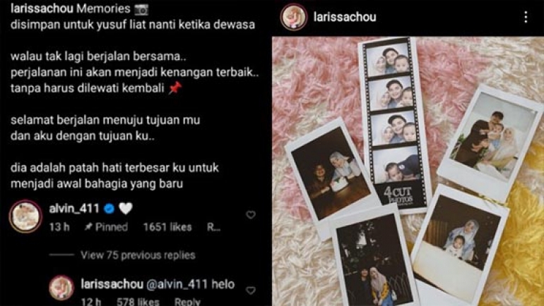 Larissa Chou Unggah Foto Bersama Alvin Faiz: Dia Patah Hati Terbesarku